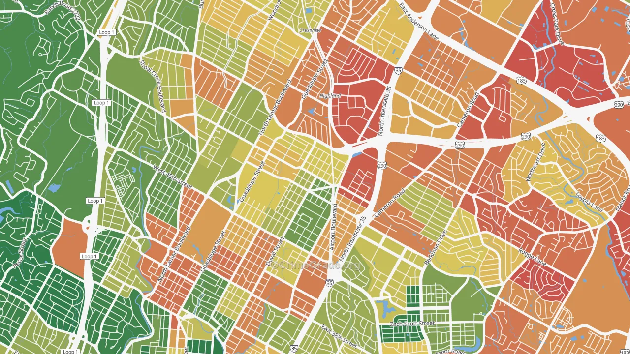 North Loop, Austin, TX Map of Assault Rates