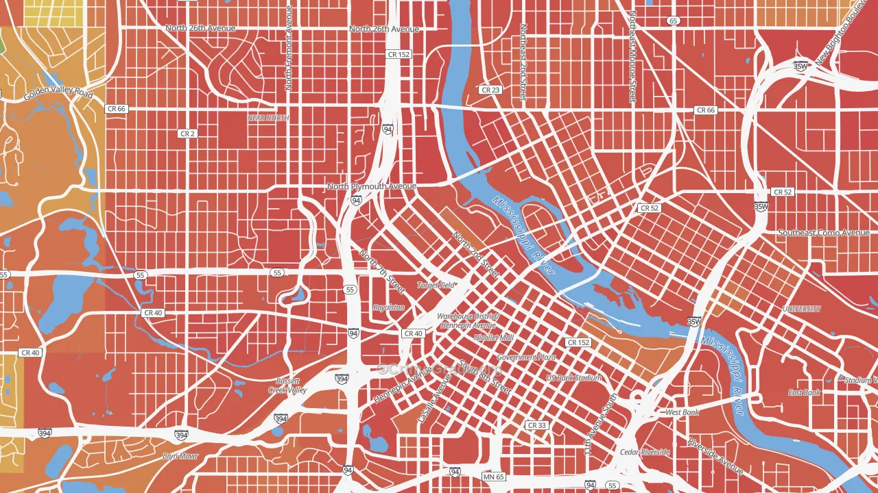 North Loop, Minneapolis, MN Map of Assault Rates