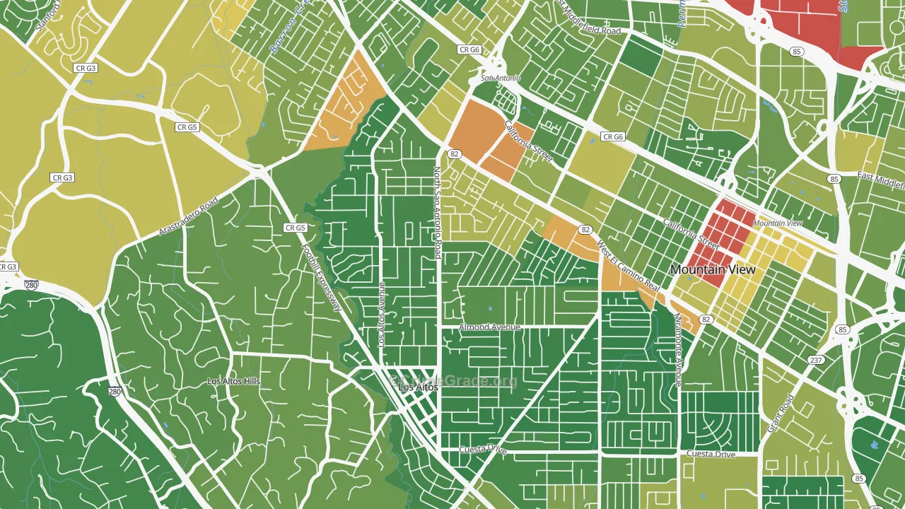 North Los Altos, Los Altos, CA Map of Assault Rates