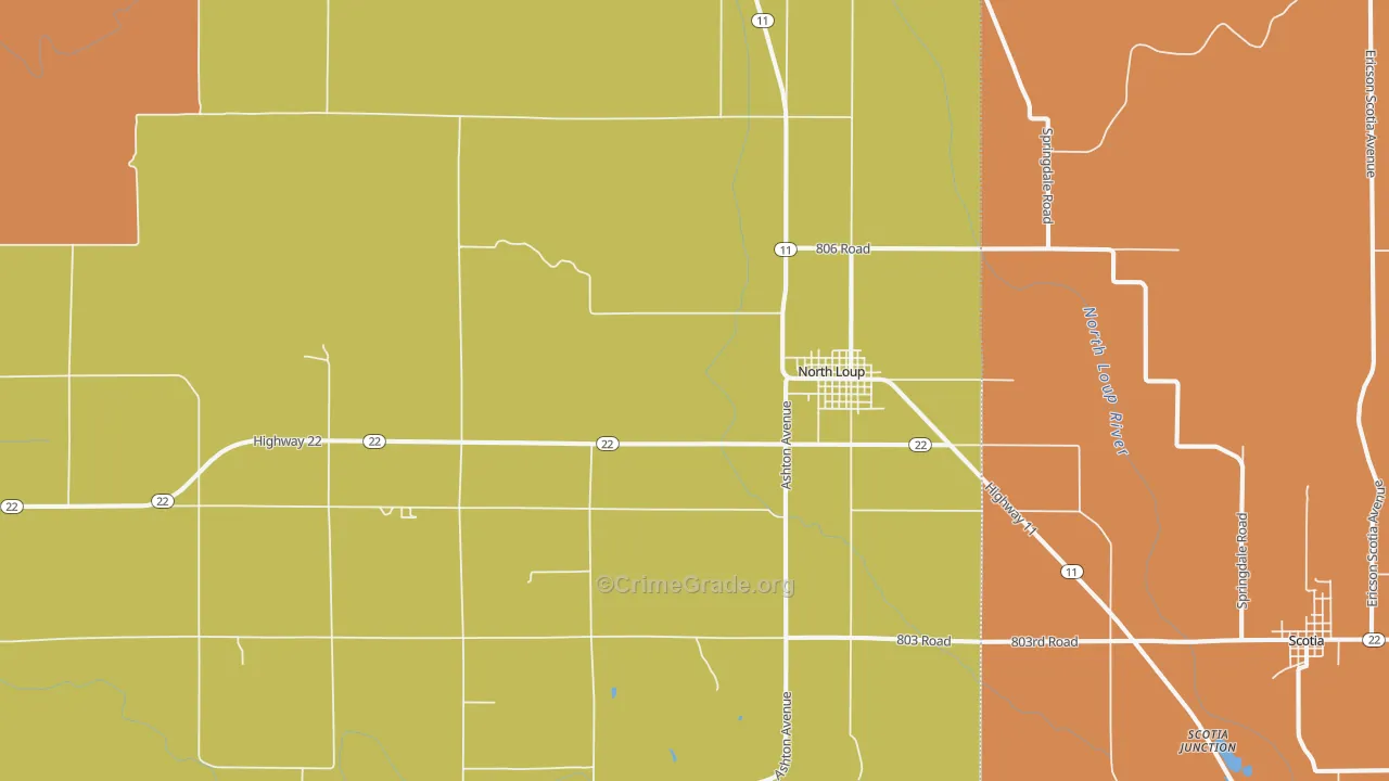 North Loup, NE Map of Assault Rates