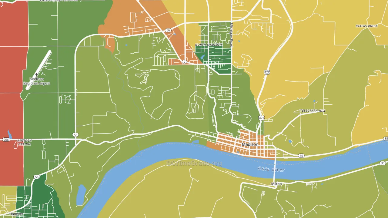 North Madison, IN Map of Assault Rates