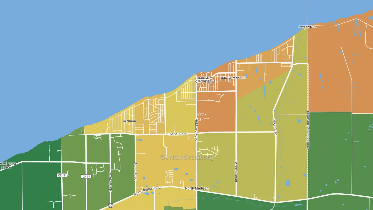 North Madison, OH Map of Assault Rates