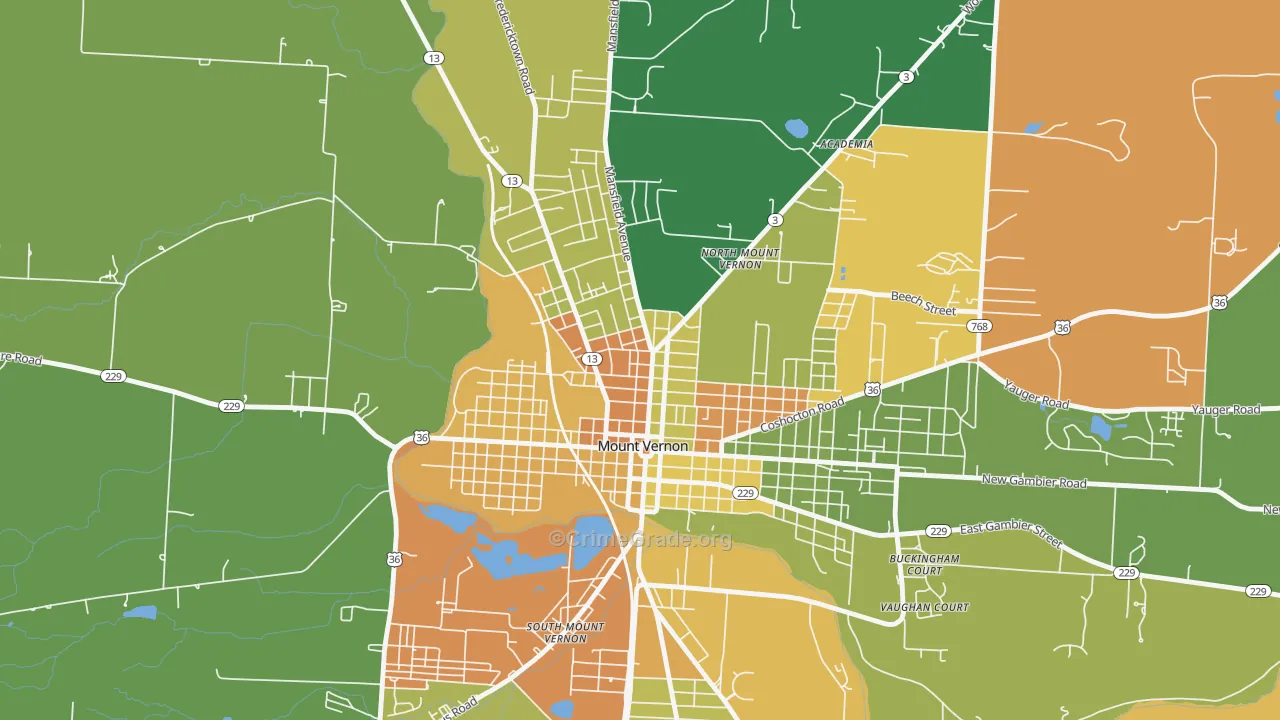 North Main Historic District, Mount Vernon, OH Map of Assault Rates