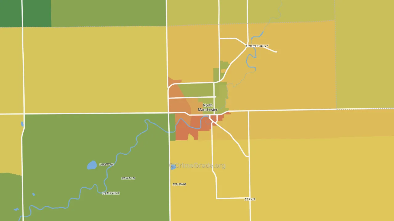 North Manchester, IN Map of Assault Rates
