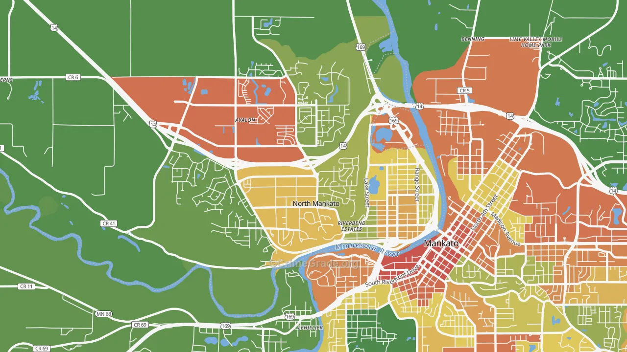 North Mankato, MN Map of Assault Rates