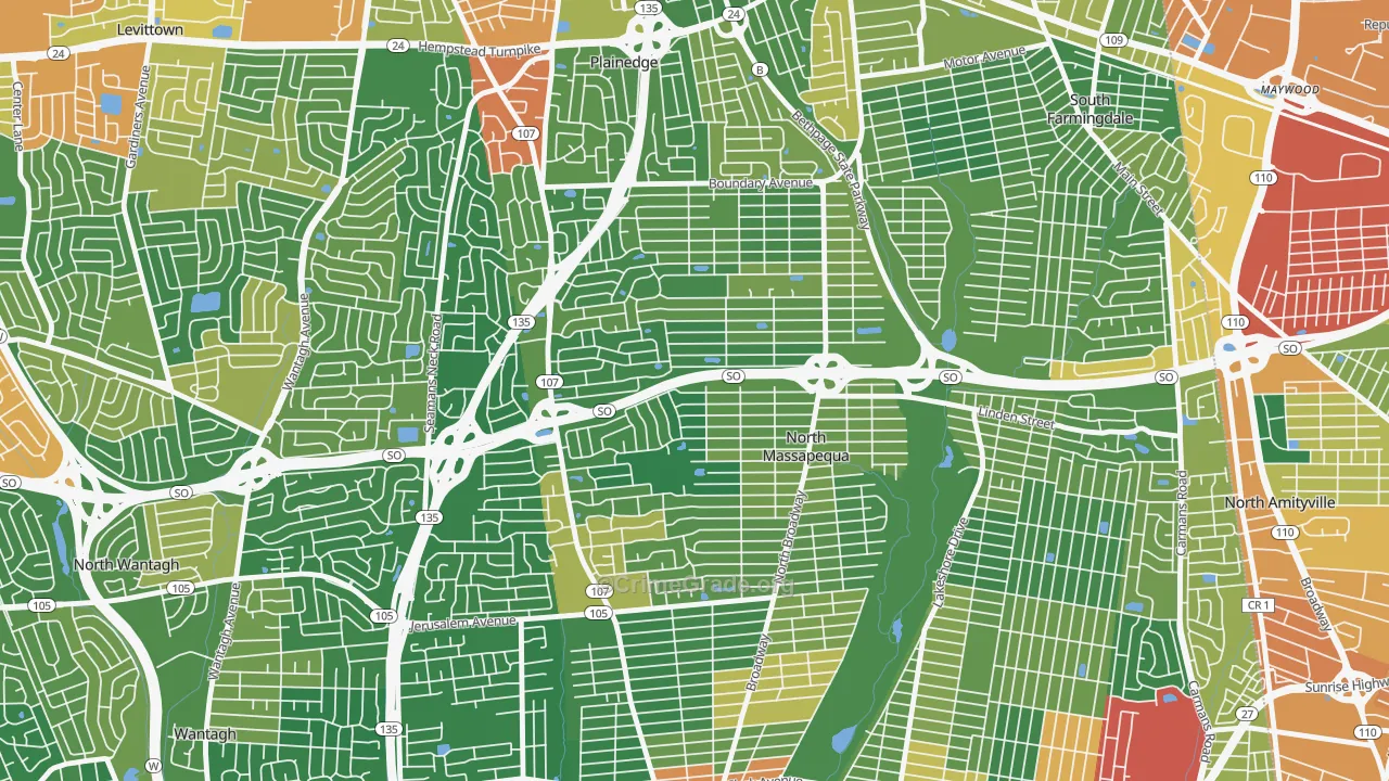 North Massapequa, NY Map of Assault Rates