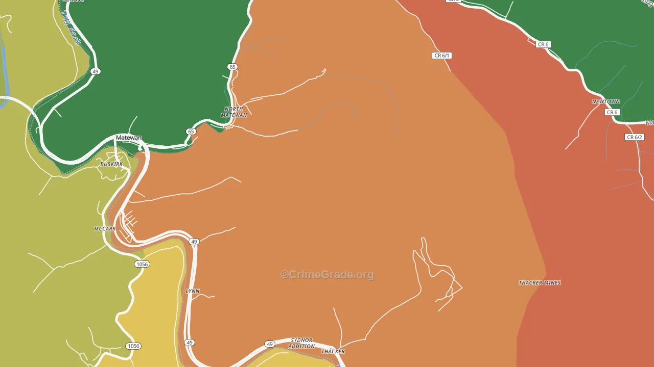 North Matewan, WV Map of Assault Rates