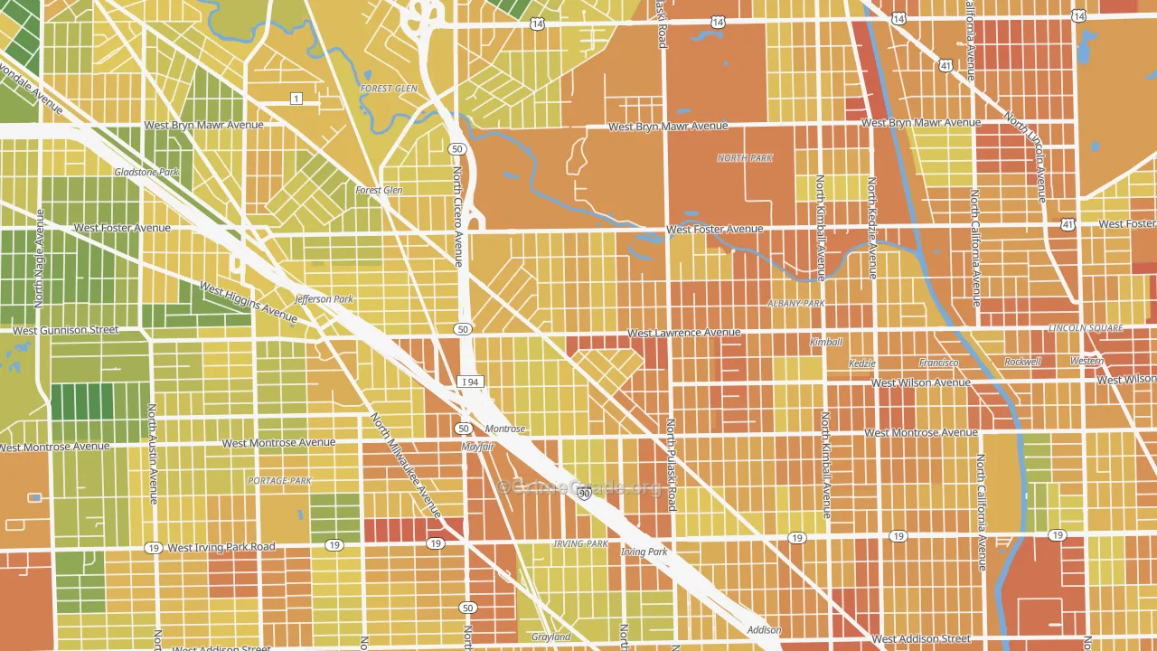 North Mayfair, Chicago, IL Map of Assault Rates