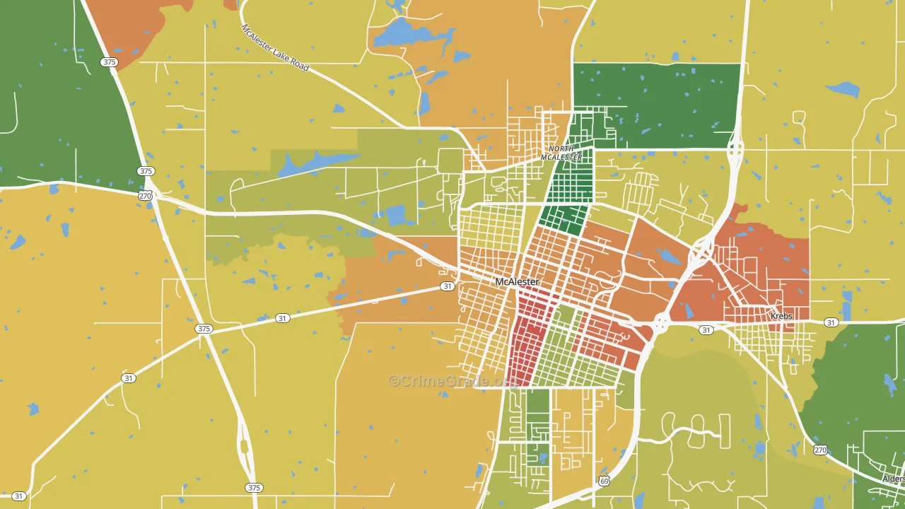 North McAlester, OK Map of Assault Rates