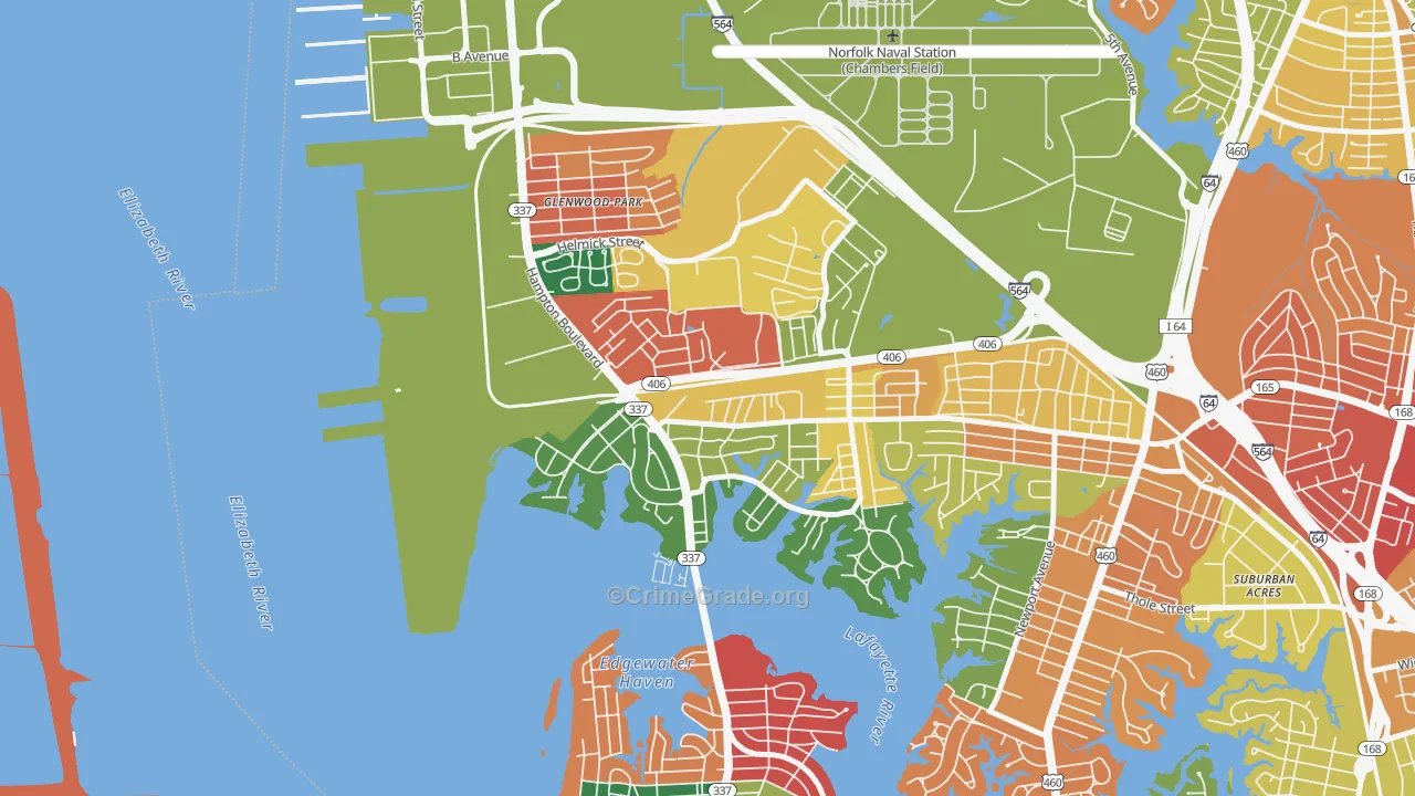 North Meadow Brook, Norfolk, VA Map of Assault Rates
