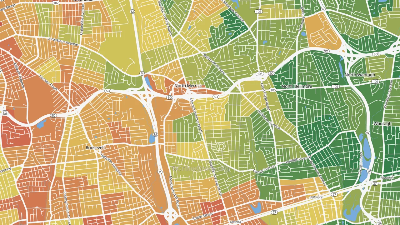North Merrick, NY Map of Assault Rates