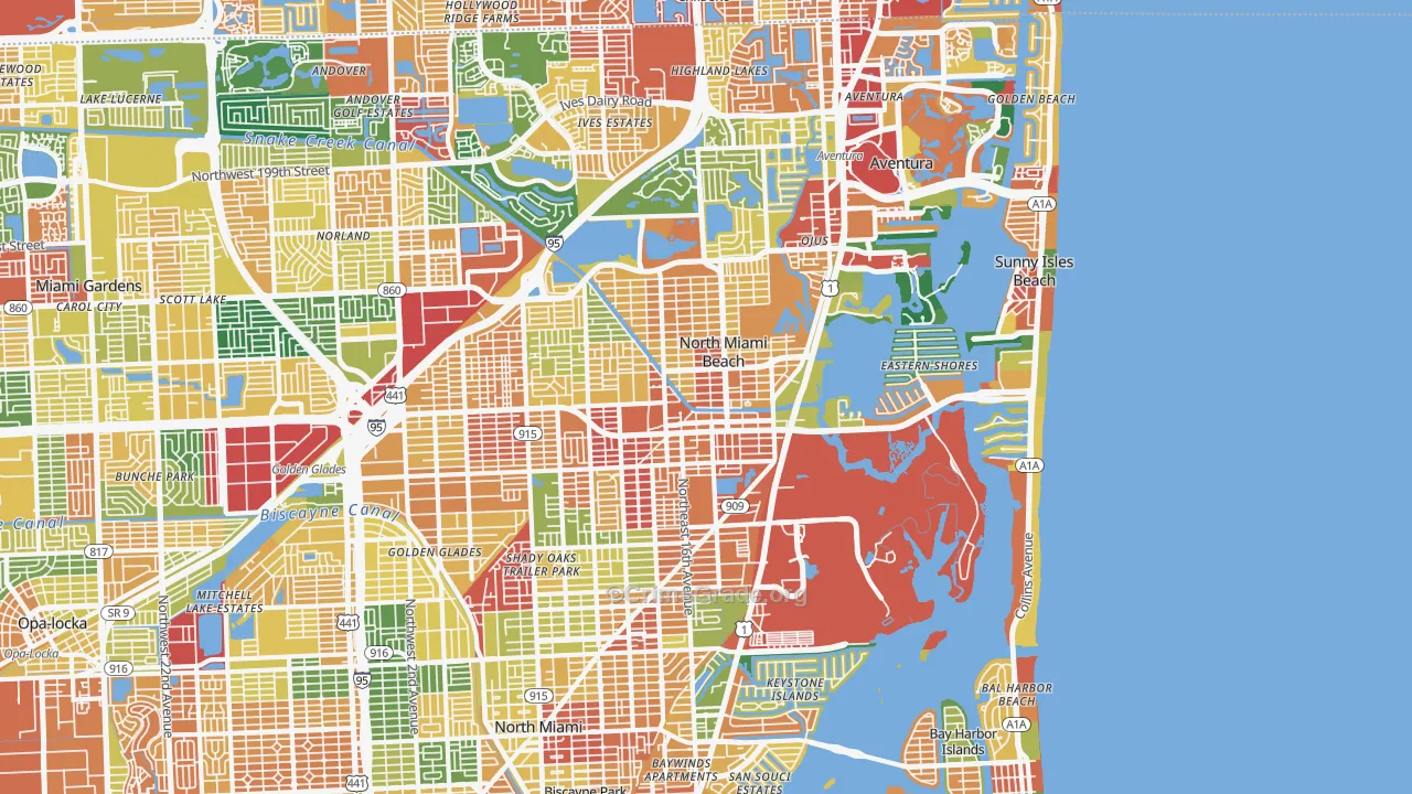 North Miami Beach, FL Map of Assault Rates