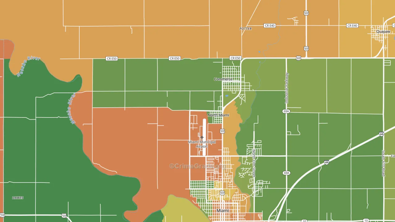 North Miami, OK Map of Assault Rates