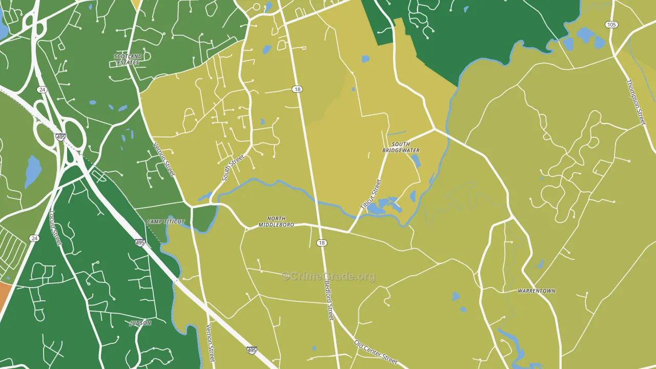 North Middleboro, MA Map of Assault Rates