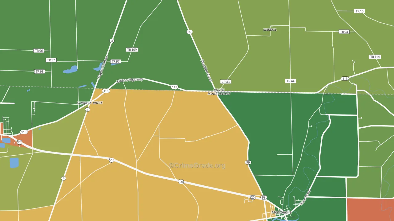 North Monroeville, OH Map of Assault Rates