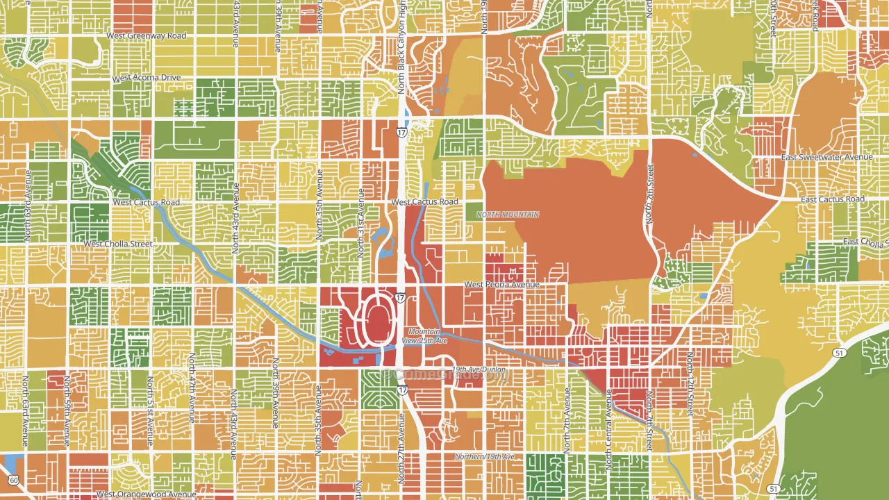 North Mountain, Phoenix, AZ Map of Assault Rates
