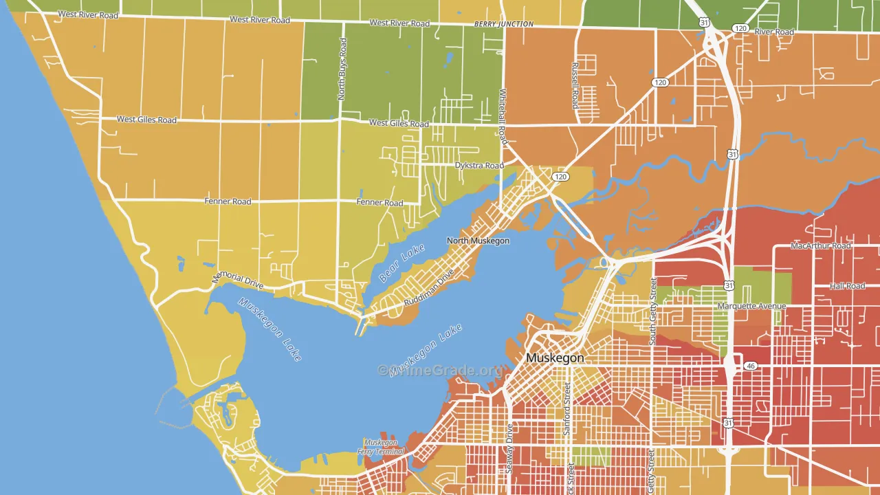 North Muskegon, MI Map of Assault Rates