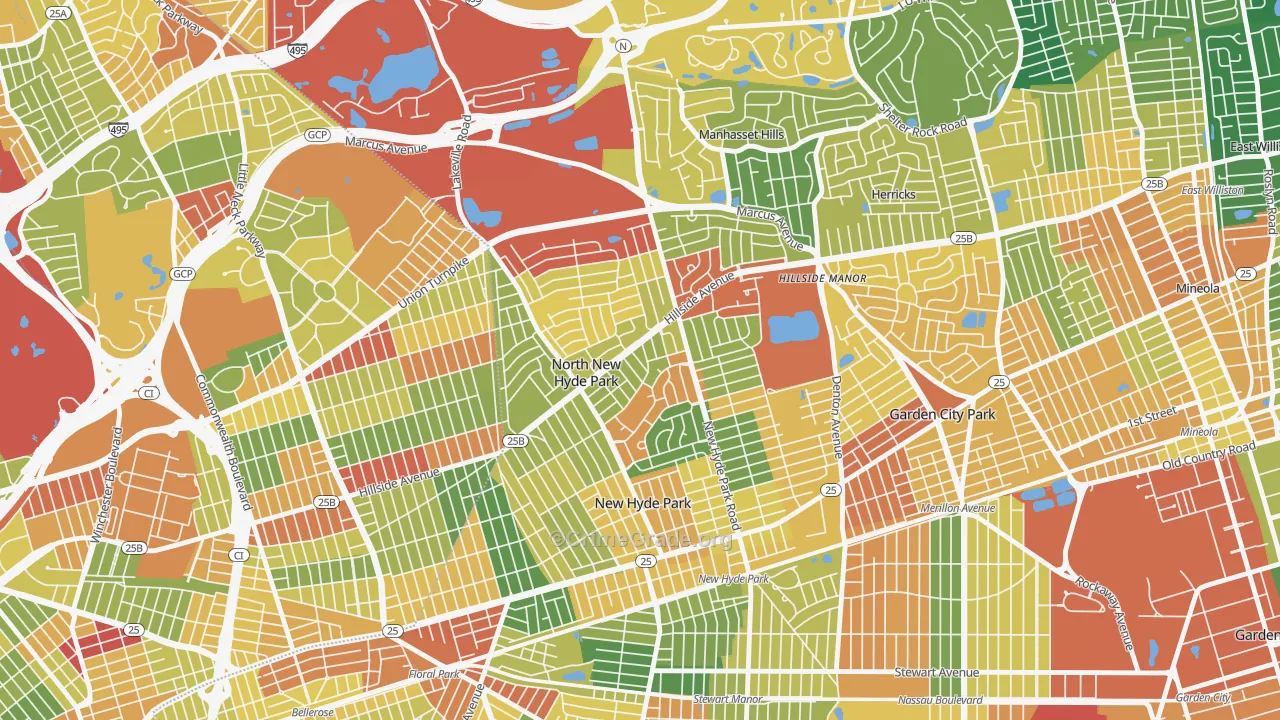 North New Hyde Park, NY Map of Assault Rates
