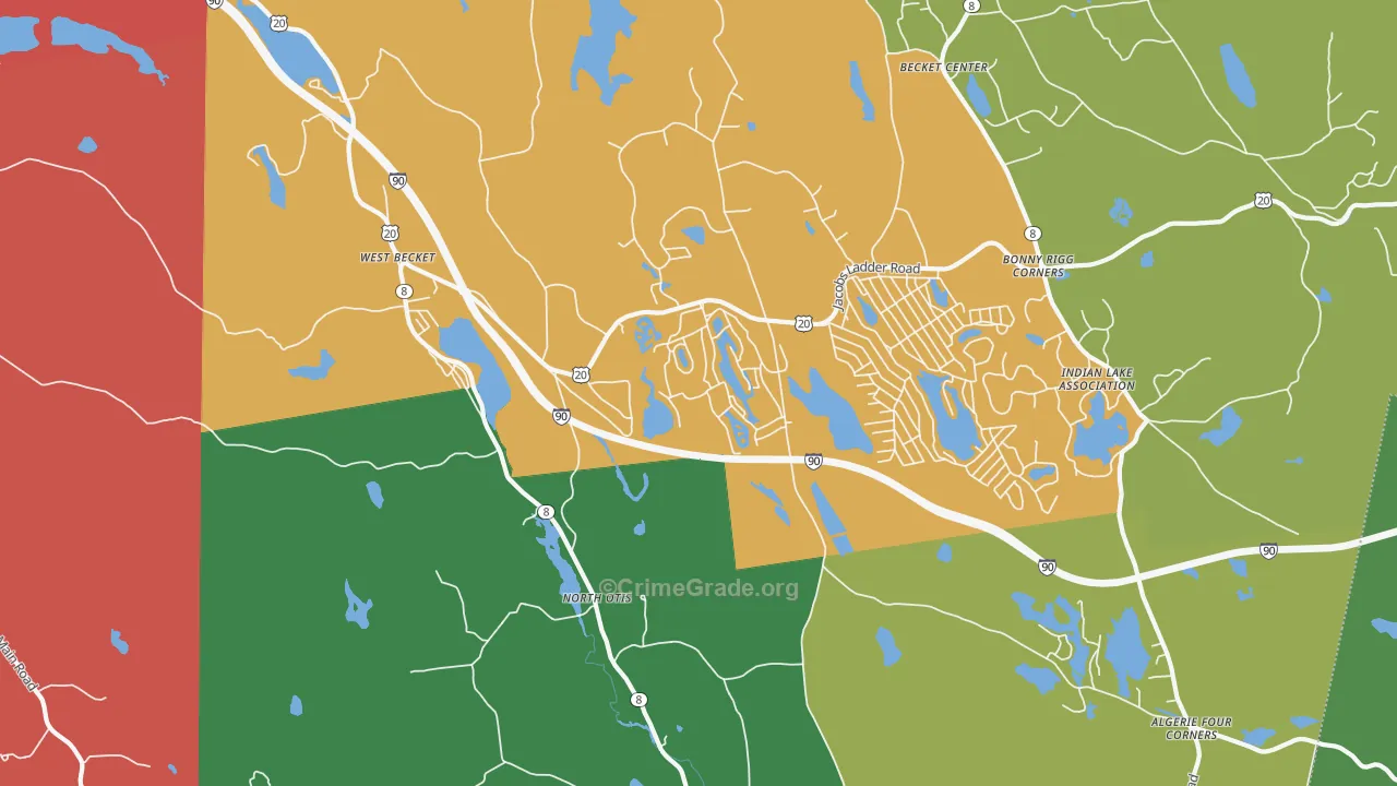 North Otis, MA Map of Assault Rates