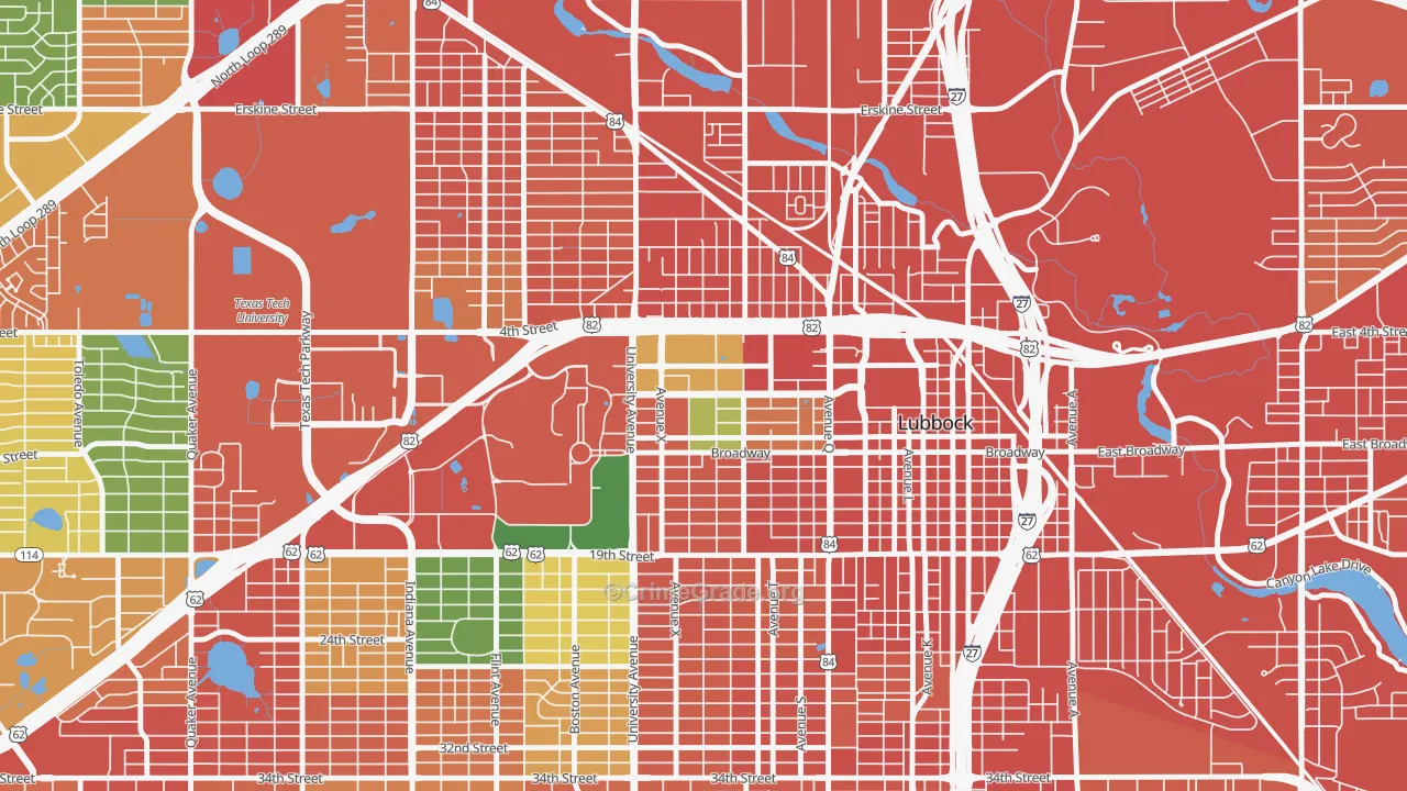 North Overton, Lubbock, TX Map of Assault Rates