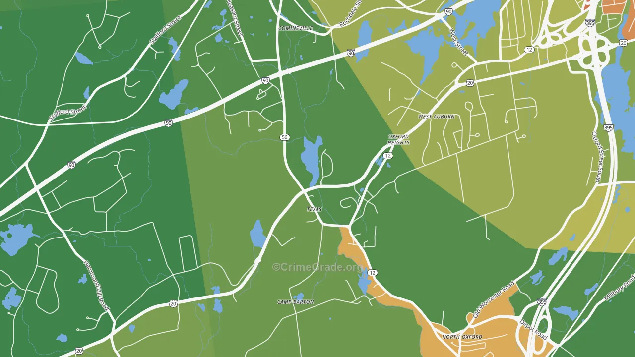North Oxford, MA Map of Assault Rates