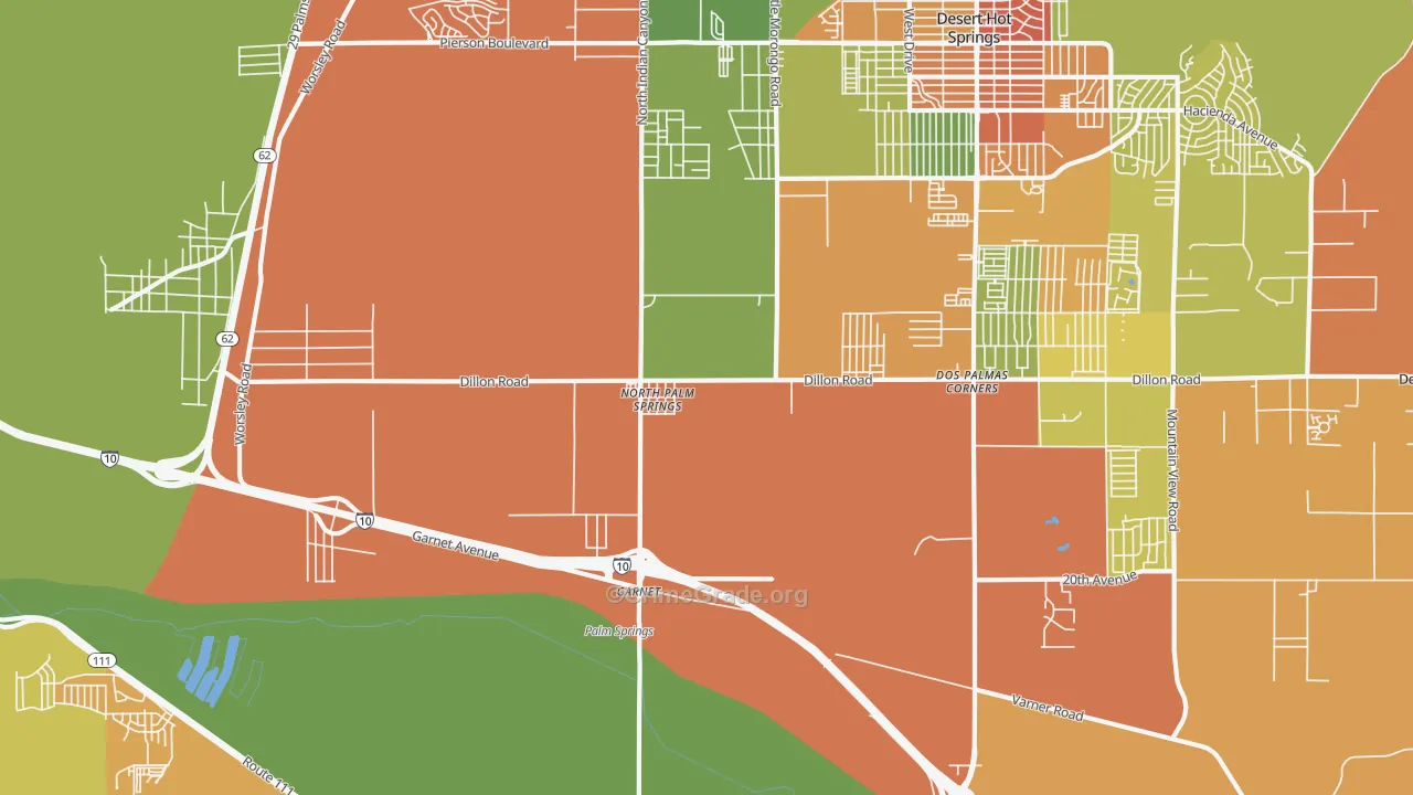 North Palm Springs, CA Map of Assault Rates