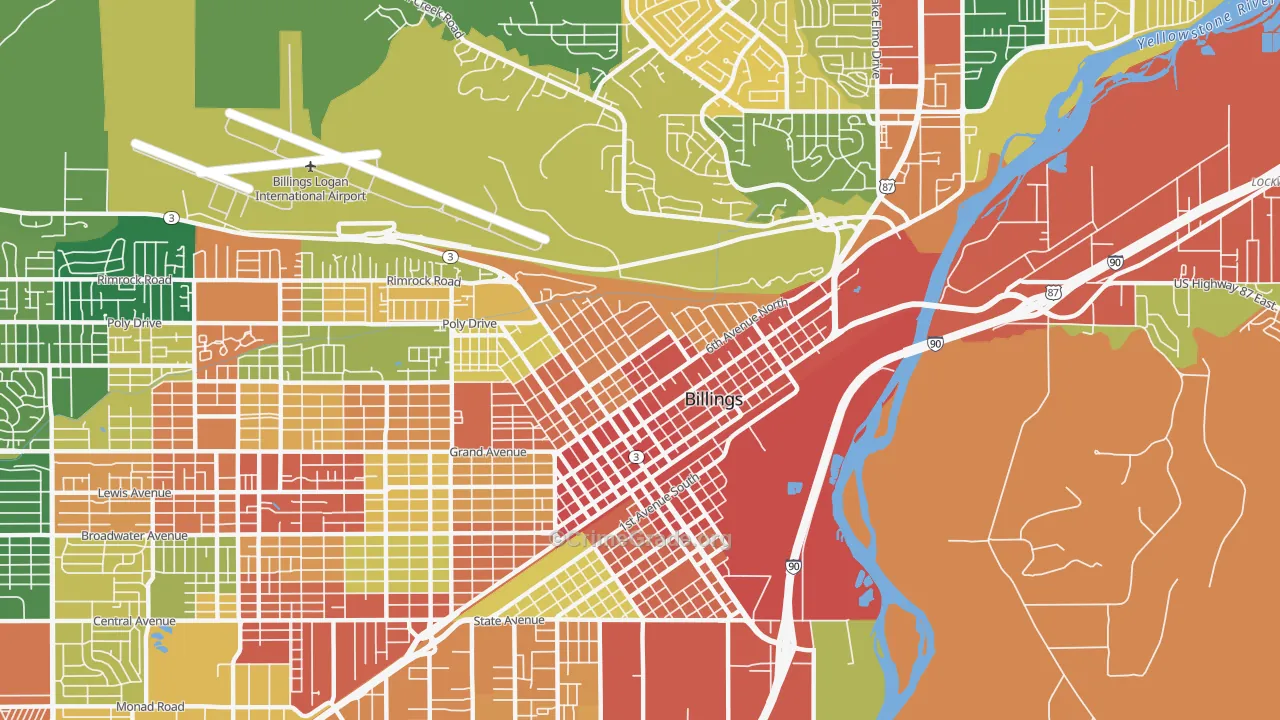 North Park, Billings, MT Map of Assault Rates