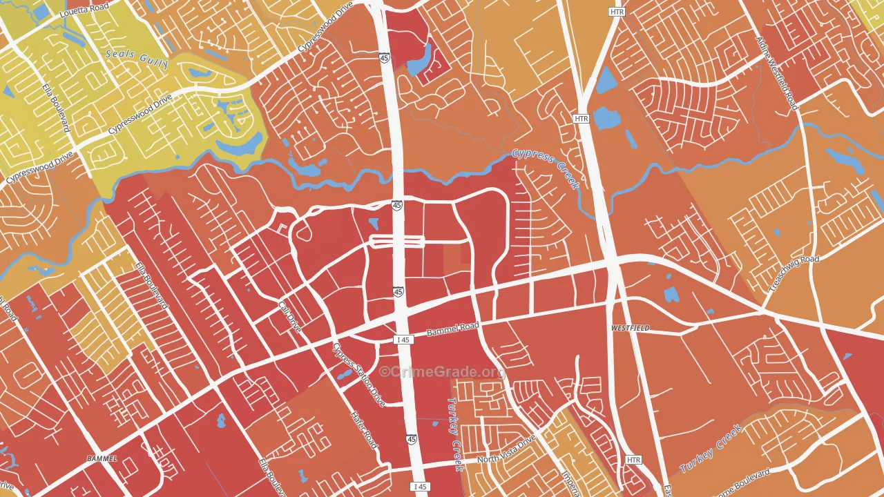 North Park Forest, Houston, TX Map of Assault Rates