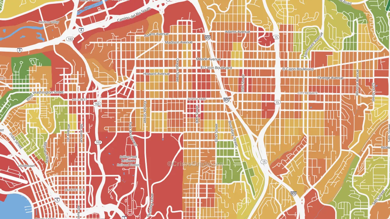 North Park San Diego, San Diego, CA Map of Assault Rates