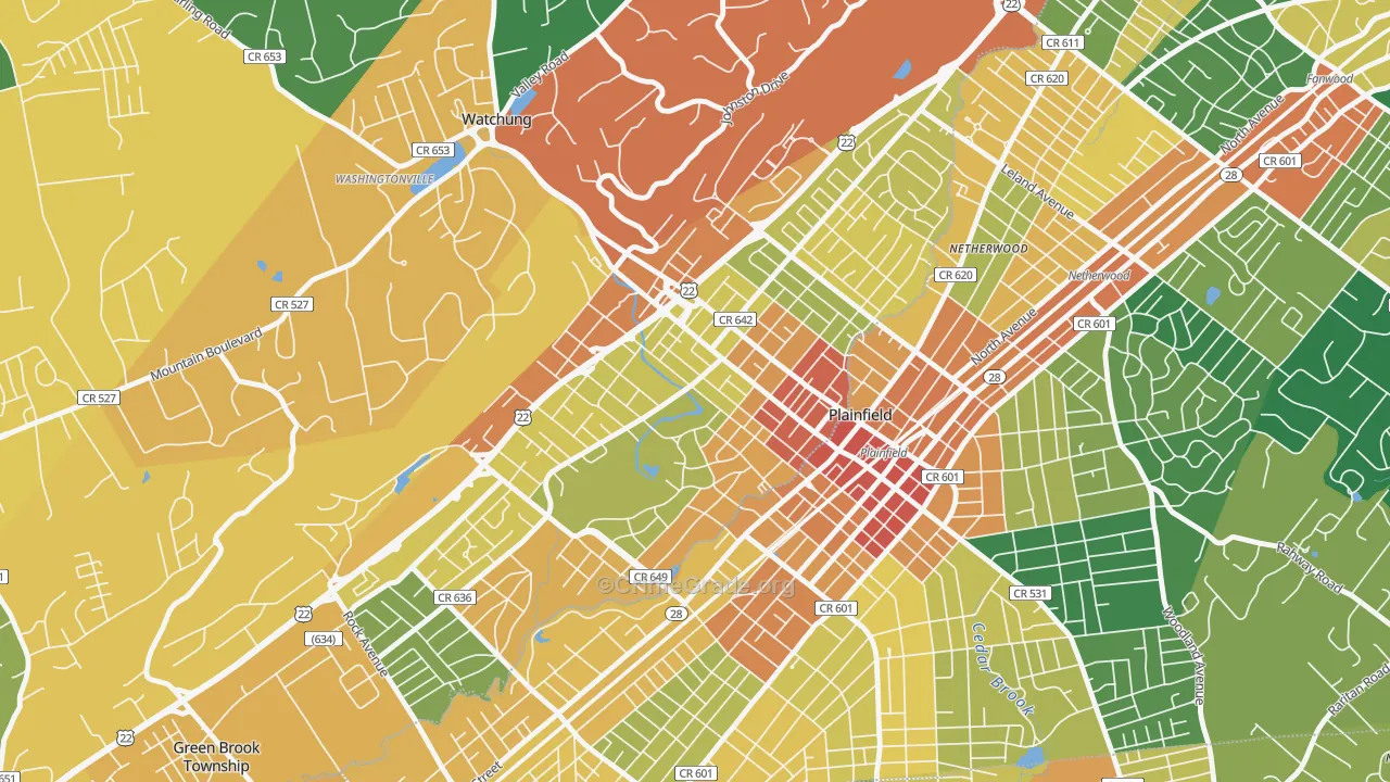 North Plainfield, NJ Map of Assault Rates