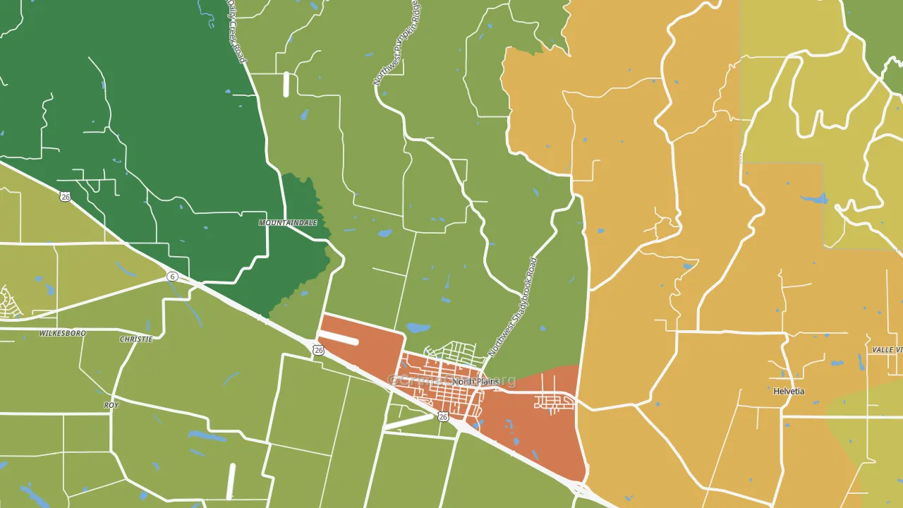 North Plains, OR Map of Assault Rates