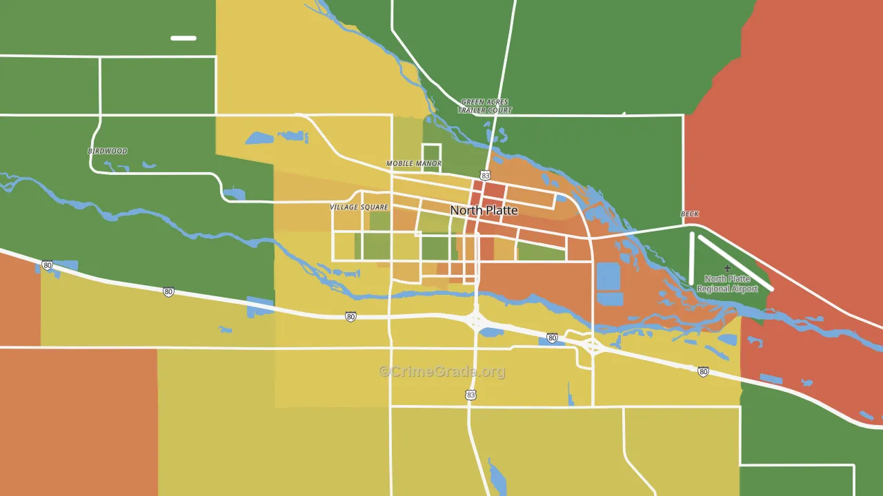 North Platte, NE Map of Assault Rates