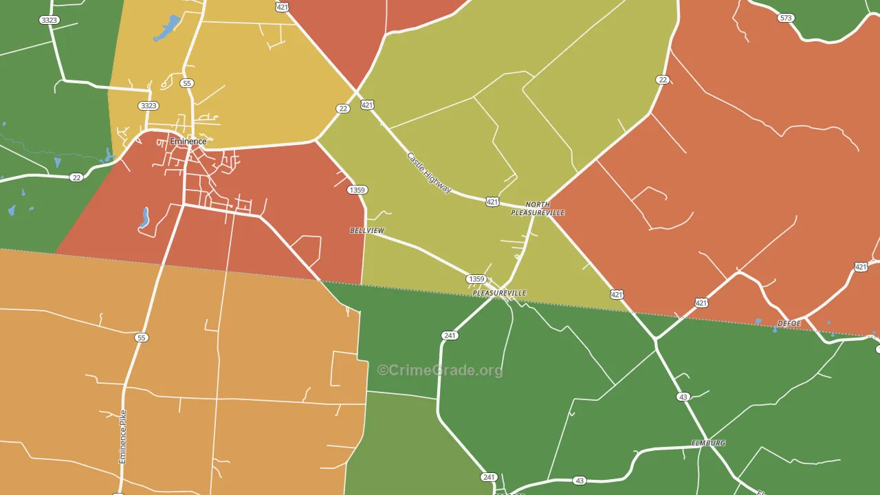 North Pleasureville, KY Map of Assault Rates