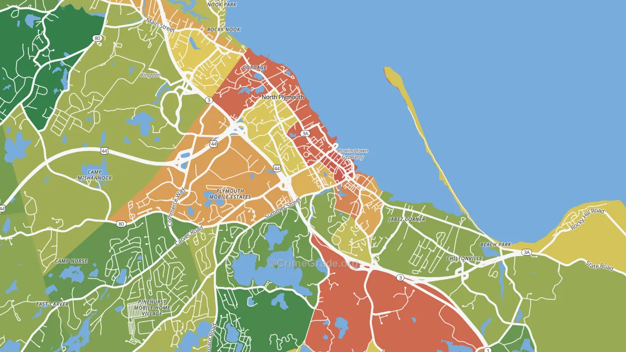 North Plymouth, Plymouth, MA Map of Assault Rates