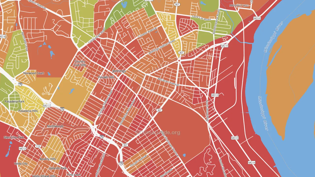 North Pointe, St. Louis, MO Map of Assault Rates