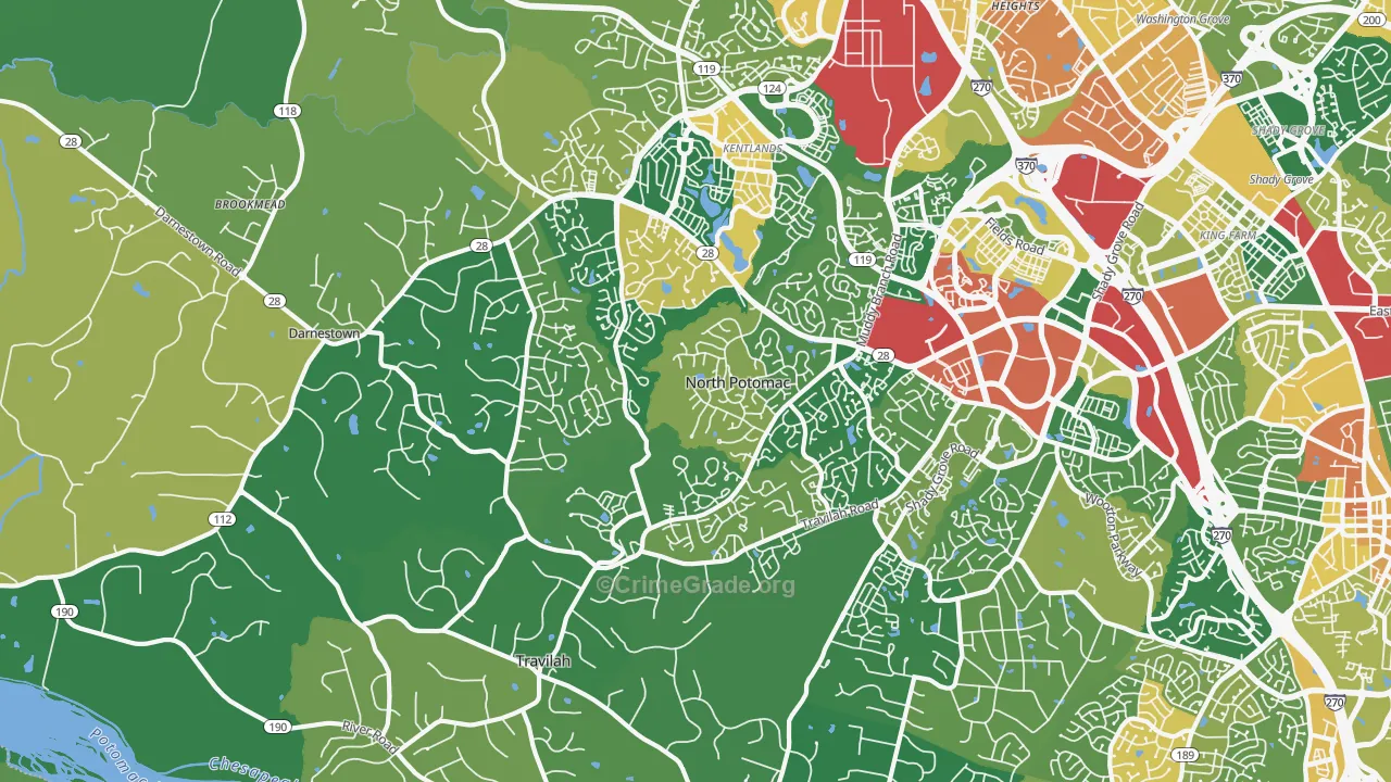 North Potomac, MD Map of Assault Rates