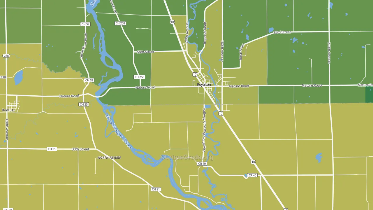 North Prairie, MN Map of Assault Rates