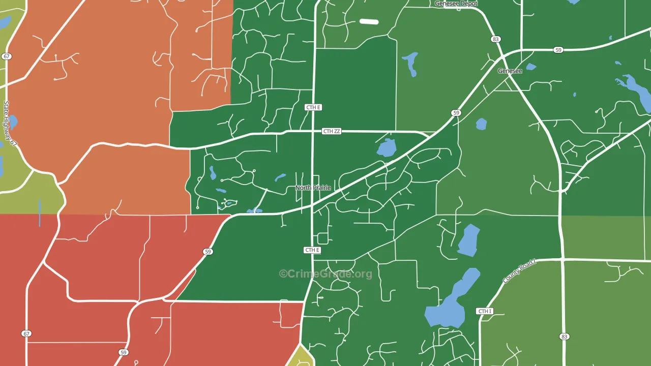 North Prairie, WI Map of Assault Rates