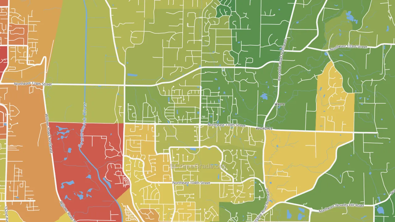 North Redmond, Redmond, WA Map of Assault Rates