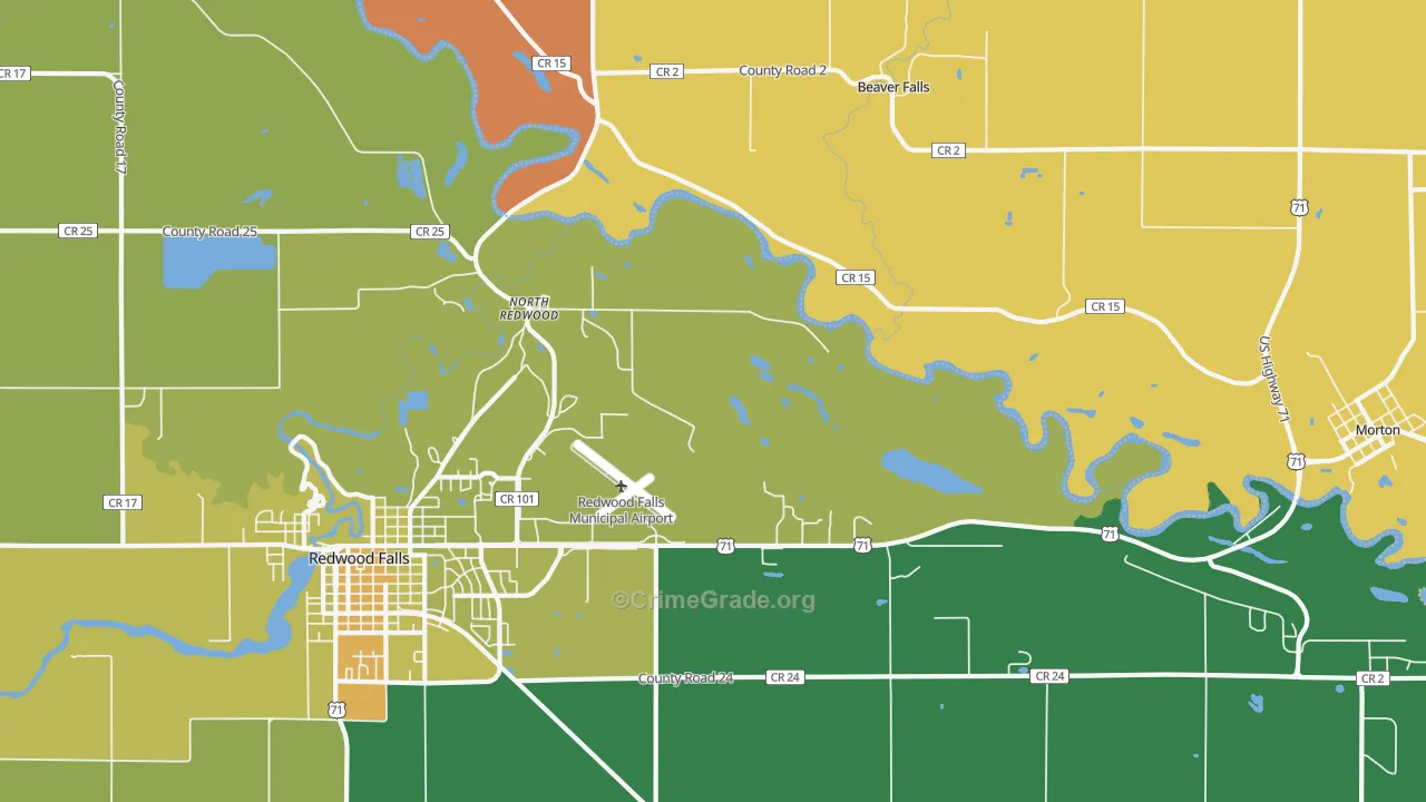 North Redwood, MN Map of Assault Rates