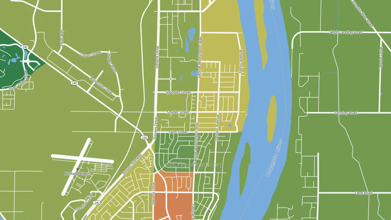 North Richland, Richland, WA Map of Assault Rates