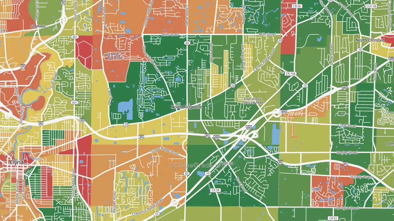 North Ridgeville, OH Map of Assault Rates