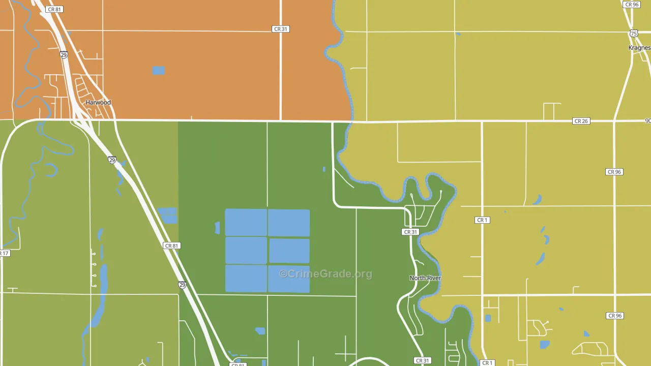 North River, ND Map of Assault Rates