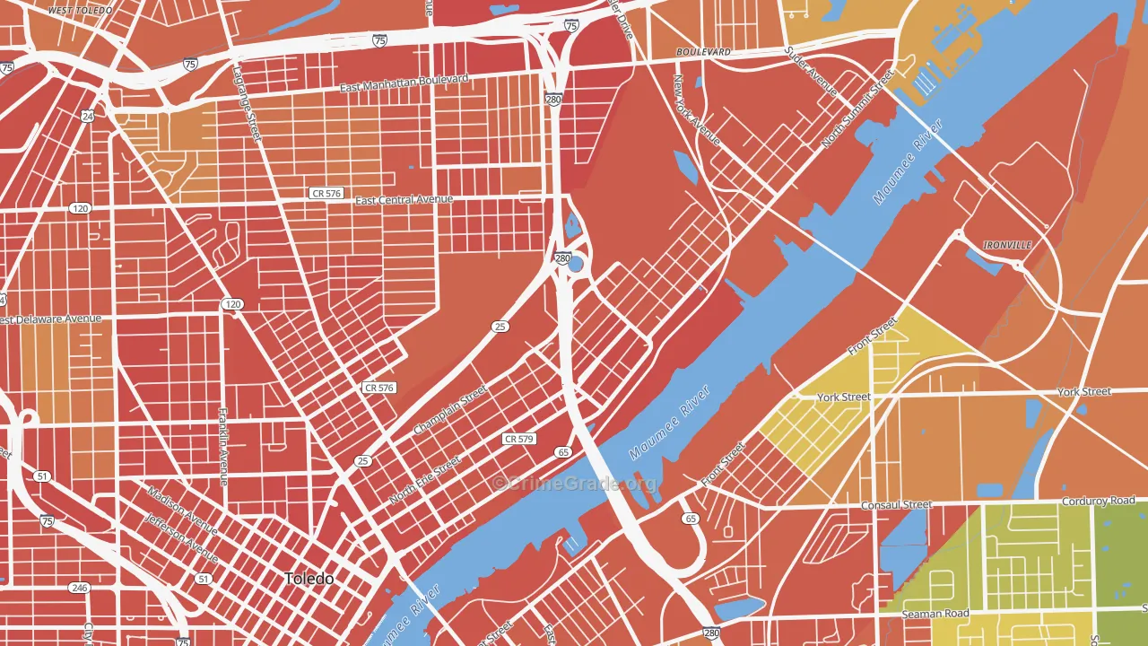 North River, Toledo, OH Map of Assault Rates