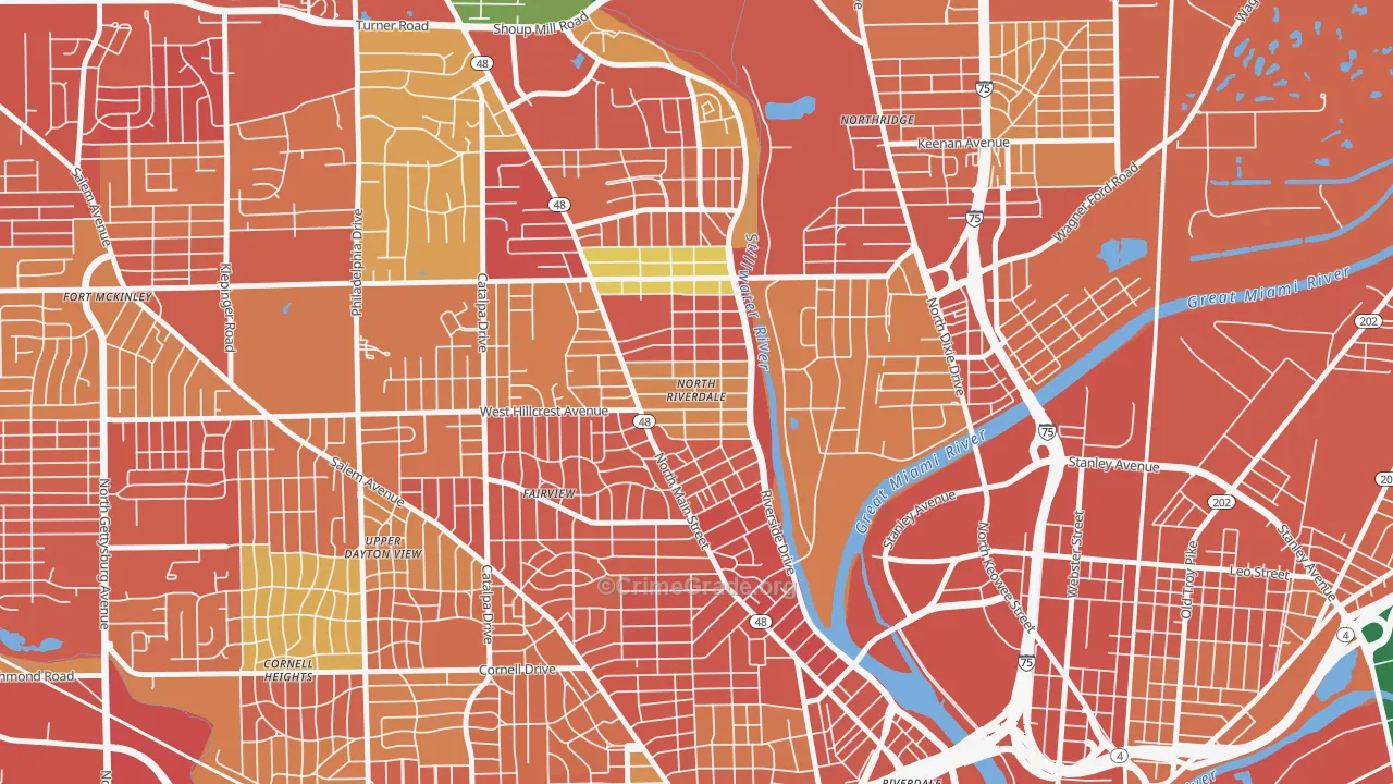 North Riverdale, Dayton, OH Map of Assault Rates