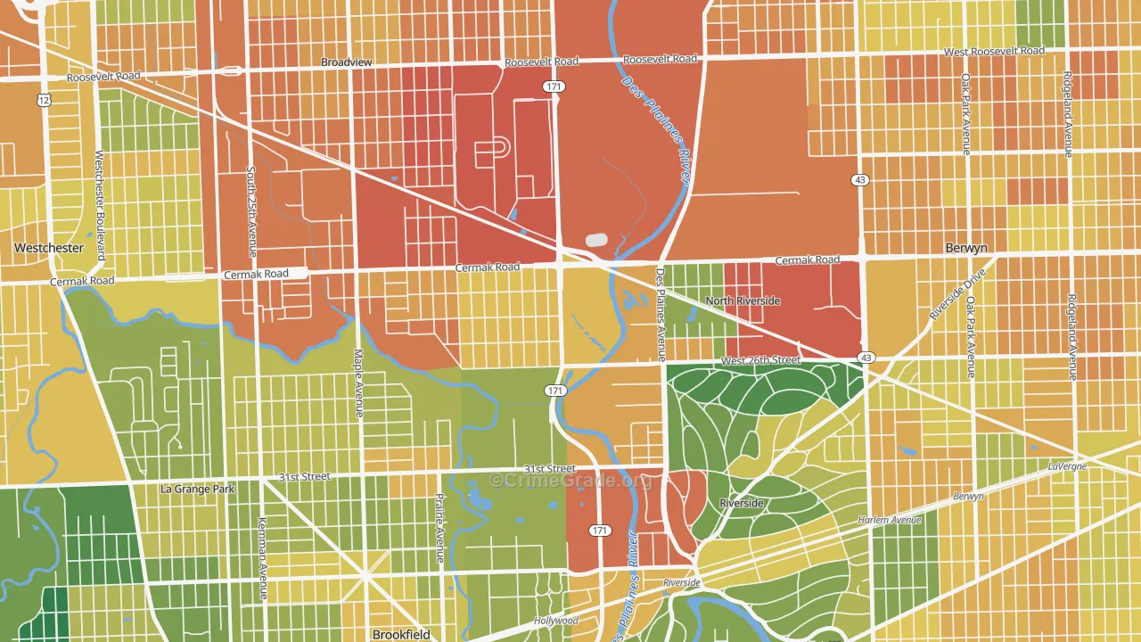 North Riverside, IL Map of Assault Rates