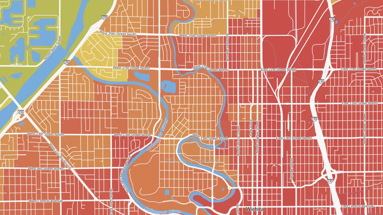 North Riverside, Wichita, KS Map of Assault Rates
