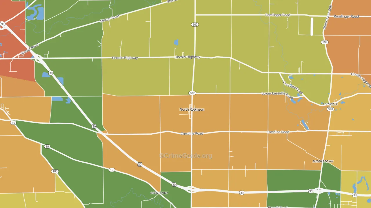 North Robinson, OH Map of Assault Rates