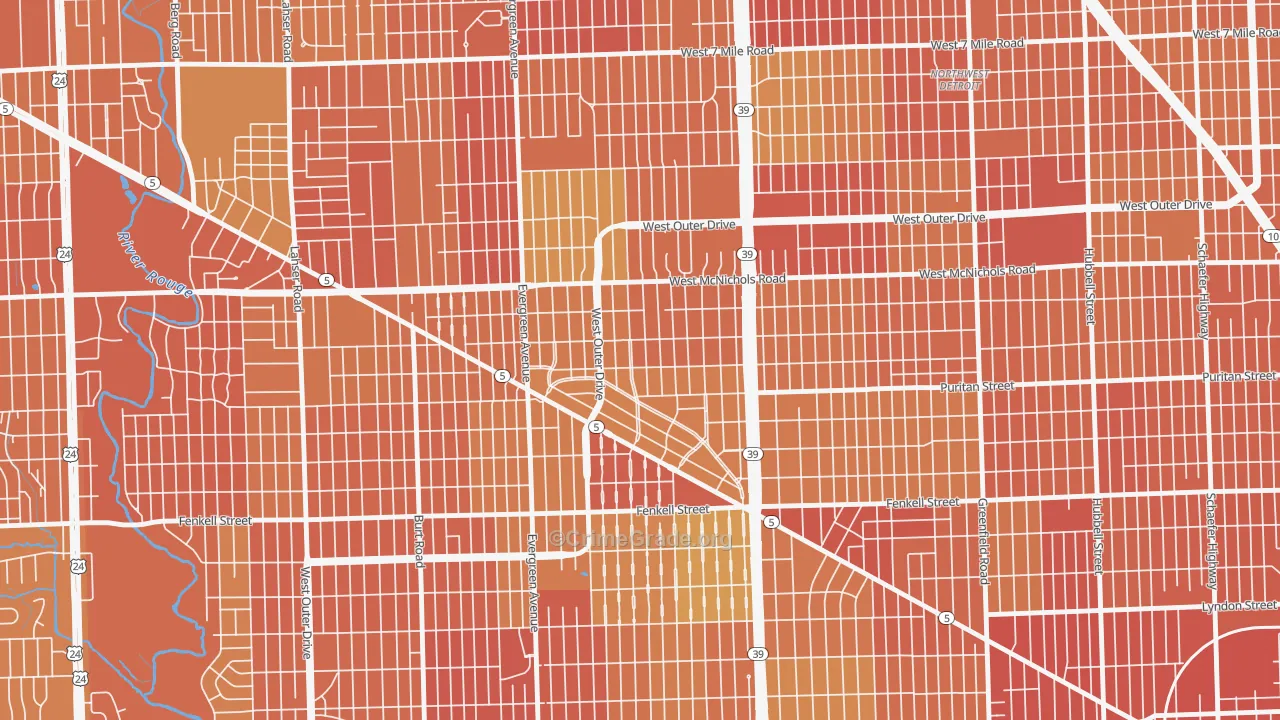North Rosedale Park, Detroit, MI Map of Assault Rates