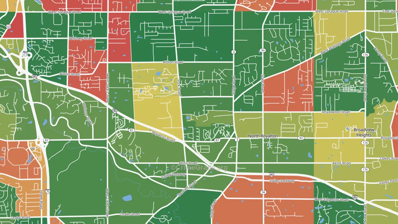 North Royalton, OH Map of Assault Rates
